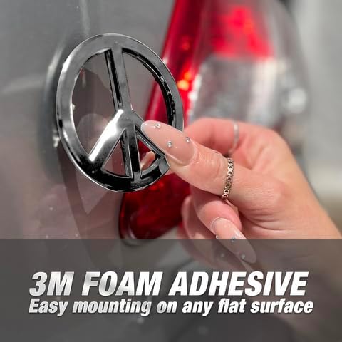 Classic Chrome Peace Sign Logo - Metal Car Emblem by Revolution Car Badges - Antiwar Peace and Love Symbol - Premium Alternative to Bumper Stickers, Decals, and Magnets (Chrome Plated Metal)