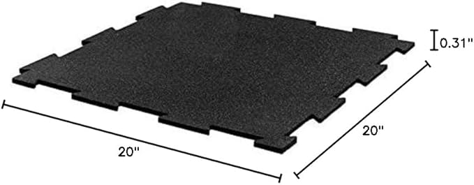 Playsafer Genaflex Lite Rubber 8mm Interlocking Tiles for Gym Flooring, Exercise Equipment, Exercise Areas - 20" X 20"