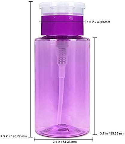 7oz Purple Push Down Pump Dispenser Empty Refillerble Bottle with Flip Top Cap - for Nail Polish, Travel, Cosmetics Packaging