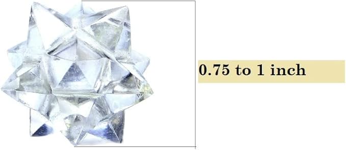 Jet 1 Pcs Clear Quartz Crystal 12-Point Merkabah Star for Healing - Panic Balancing Meditation Tool Use (0.75-1 inch, 8-10 Grams)
