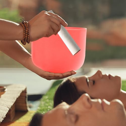 ALIOTH 6“ Red C Note Crystal Singing Bowl Root Chakra with Suede Mallet for Meditation, Yoga, Chakra Healing & Sound Therapy