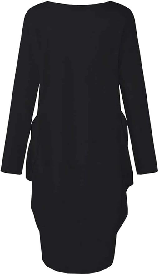 Womens I'm Mostly Peace Love and Light and A Little Go Print Long Sleeve Loose Pocket Oversize Tunic Dress