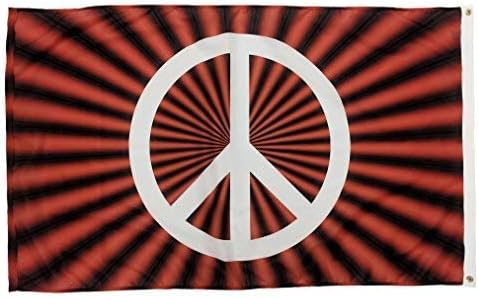 FlagSource Red Peace Sign Nylon Decorative Flag, Made in the USA, 3x5'
