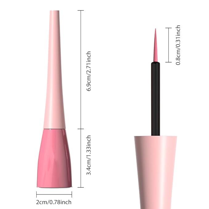 evpct 1Pcs Pink Liquid Eyeliner Makeup Waterproof Pink Eye Liners for Women, Eyes Wing Eyeliner Stamps Shapes Colored Eyeliner delineador de ojos a prueba de agua contra el agua blanco para ojos