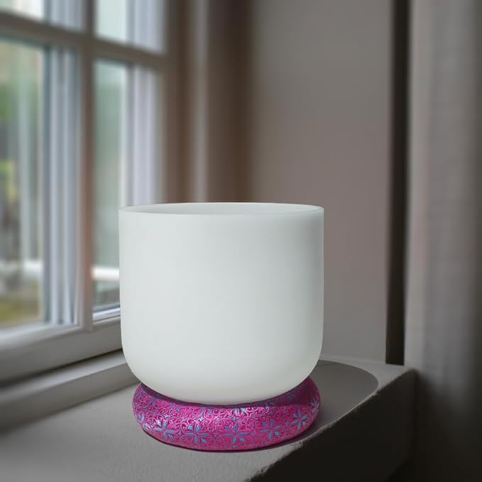 Singing Bowl Cushion for Tibetan Singing Bowls, Handmade Silk Brocade Round Cushion Pillow for Sound Healing and Crystal Sound Bowls Accessories(DeepMagenta,6.7 Inch)