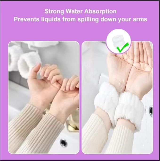 8Pcs Microfiber Wrist Bands for Washing Face, Absorbent Face Washing Wristbands, Spa Wristbands for Face Washing, Wrist Towels for Washing Face, Prevent Water from Spilling Down Your Arms