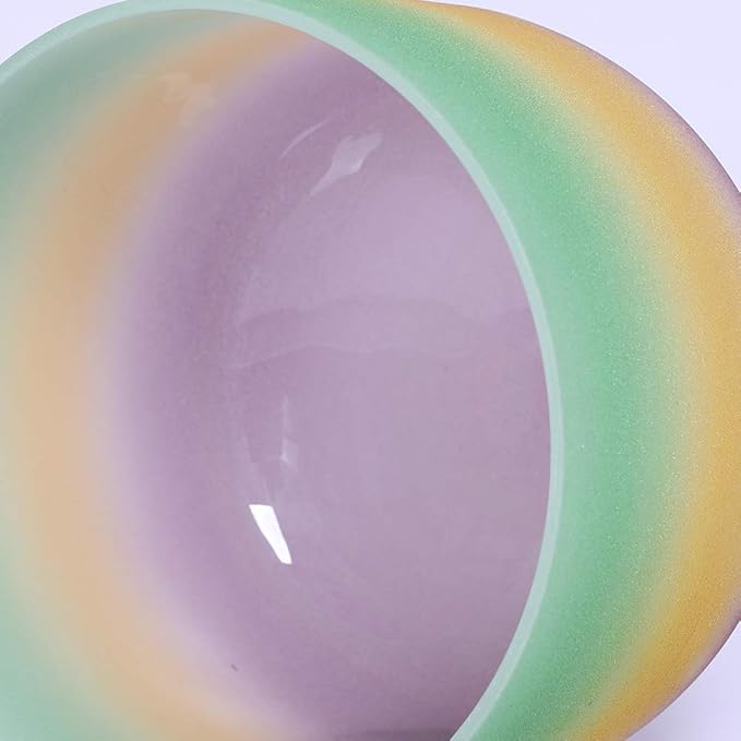 ENERGYSOUND Frosted F Note Heart Chakra Rainbow Colored Quartz Crystal Singing Bowl 8" mallet and o-ring included