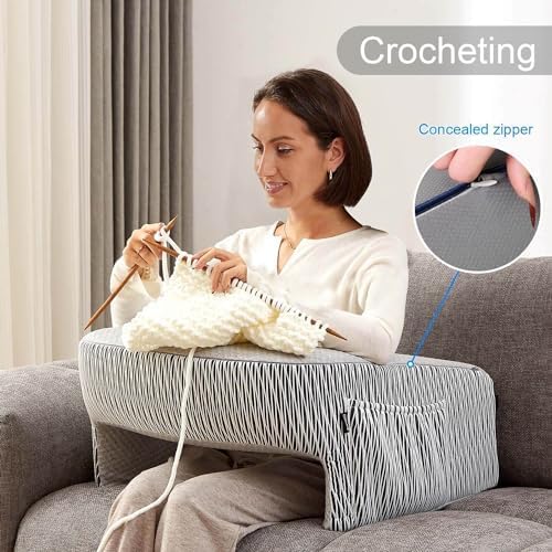Reading Pillow for Lap, Extra Large Arm Rest Pillow for Adult, Memory Foam Lap Desk Pillow for Reading, Working, Crocheting, Playing Steam Deck Switch or Sitting in Bed Couch(Ash Grey)