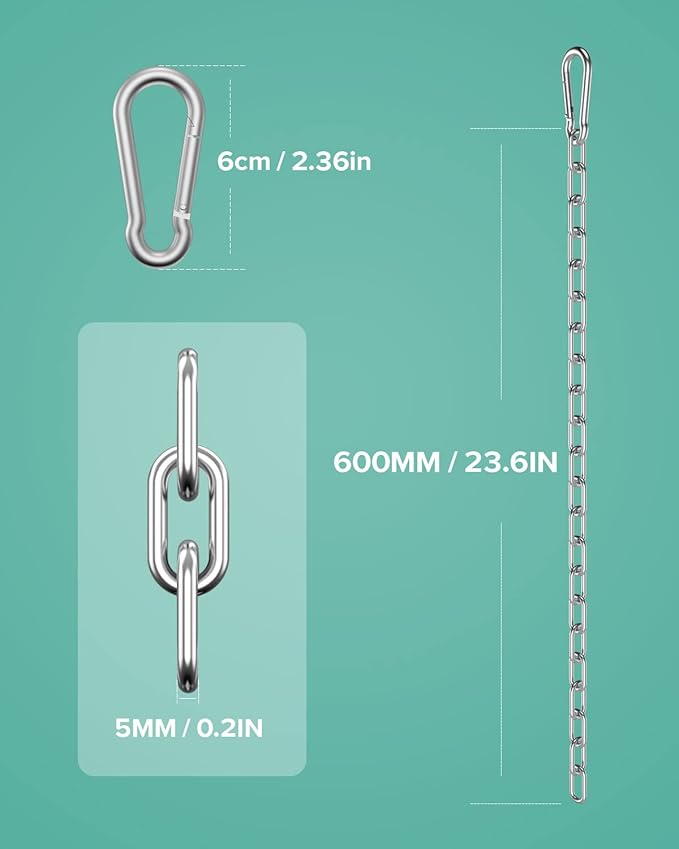 Fitness Chain, Weight Lifting Chains, Cable Machine Extension Chain, 304 Stainless Steel LAT Pull Cable Extension Weight Machine Chain, Curl Bar Chain for Home Gym