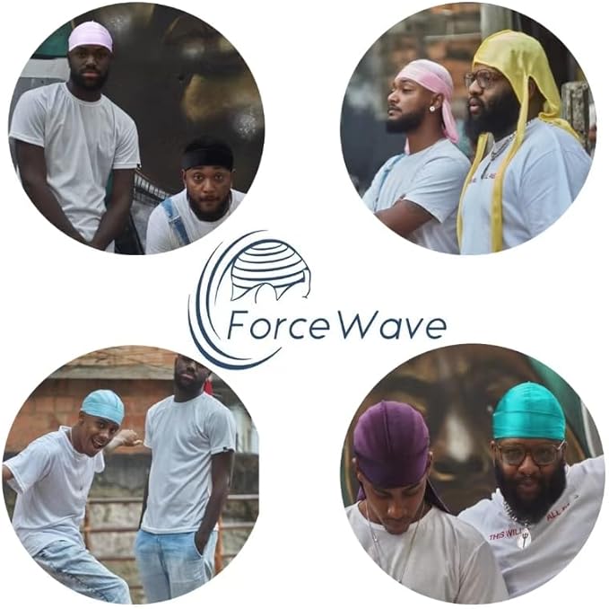 ForceWave 2 Pieces Silky Durag Pack for Men Women Waves, Premium Satin Deluxe Du-rag
