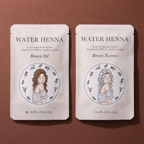 Korean Henna Hair Dye 1 Set - Quick and Easy Application, PPD-free, Synthetic dye-free liquid Formula, Hair Color Made in Korea (Brown (Henna+Indigo))
