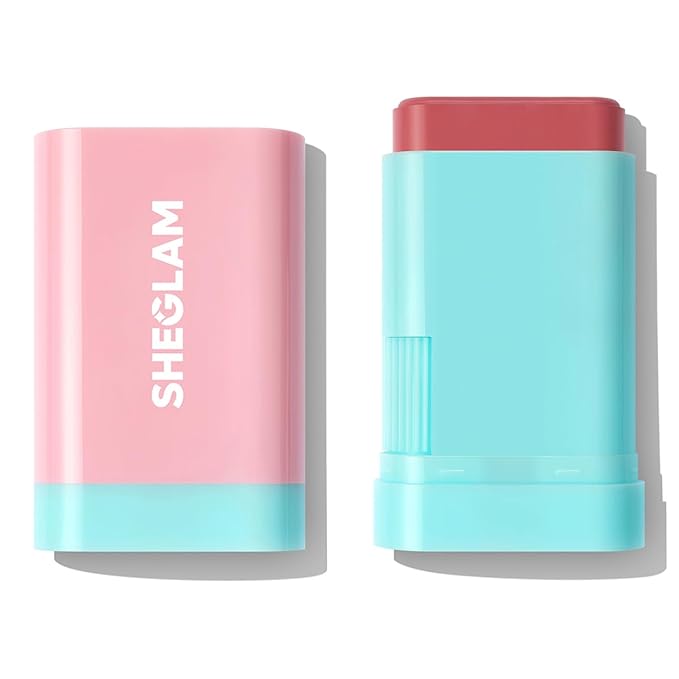 SHEGLAM Glass Glow Blush Stick Cream for Cheek and Lip, Waterproof Hydrating Tinted Solid Moisturizer Blendable Natural Grow Nude Face Blush Makeup-Brisk Babe