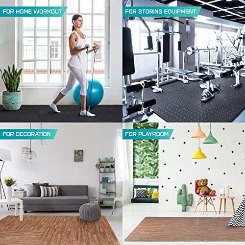 Yes4All 24SQFT-120SQFT Puzzle Exercise Mat for Home Gym, EVA Interlocking Foam Floor Tiles with Border for Workout Equipment