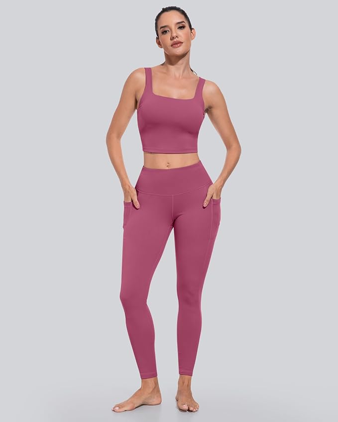 CHRLEISURE Leggings with Pockets for Women, High Waisted Tummy Control Workout Yoga Pants