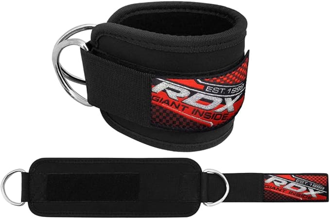 RDX Ankle Straps for Cable Machines – 7MM Neoprene Padded 10"x4" Adjustable Gym Cuffs with Dual D-Rings – Weight Attachments for Wrist Glutes Leg Kickbacks Hip Abduction Strength Workouts – Men Women