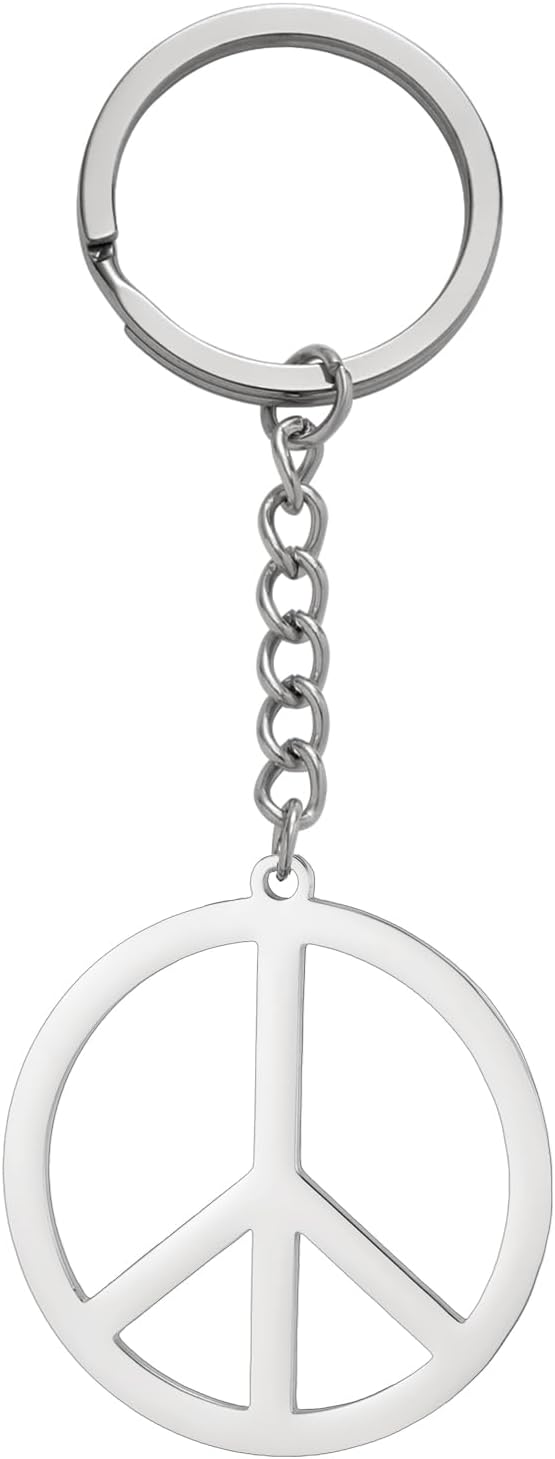 Dreamtimes Peace Sign Pendant KeyRing for Men and Women Love Peace Symbol Keychain Bag Car Keyring Peace Sign Jewelry