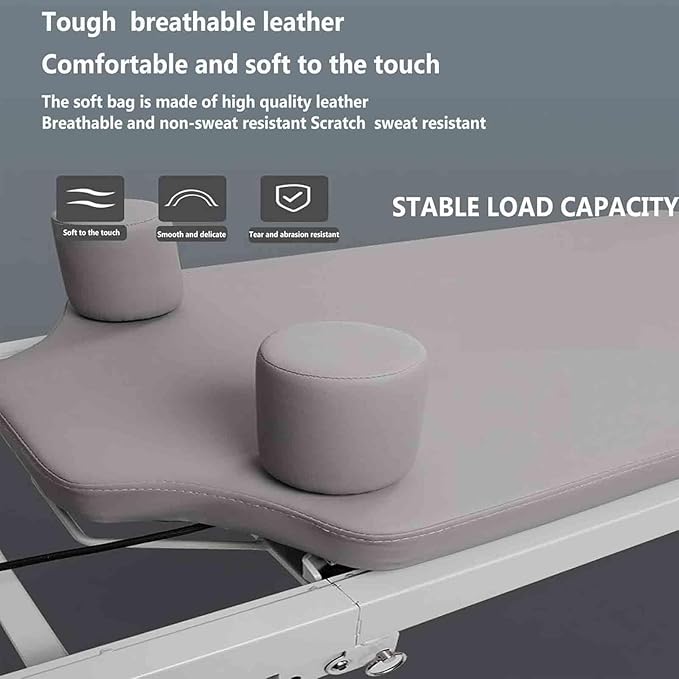Foldable Reformer Pilates Machine, Yoga Workout Indoor Pilates Exercise Equipment, for Home Gym, Multifunction Portable Adjustable Reformer, Compact Training Weight,Off White