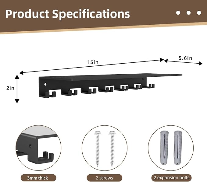 Floating Shelf Organizer Compatible with Tonal Accessories Wall Mount Hanger with Hooks T-Lock Adapters Home Gym Weight Storage Equipment Metal Rack Holder Bracket Hanger Workout Fitness (Classic)