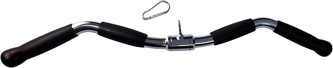 Lat Cable Machine Attachment Curl Pulldown Barbell Revolving Bar, Multi-Exerciser Cable Attachment, Solid Steel Tricep Press Down Bar with Rubber Handgrips & Revolving Hanger