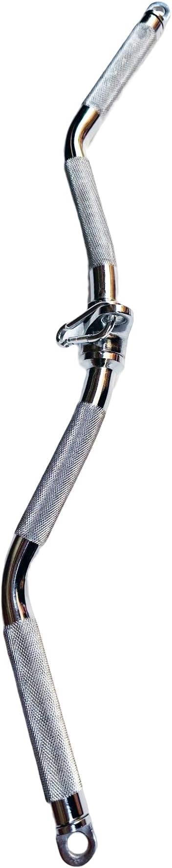 Lat Cable Machine Attachment Curl Pulldown Barbell Revolving Bar, Multi-Exerciser Cable Attachment, Solid Steel Tricep Press Down Bar with Rubber Handgrips & Revolving Hanger