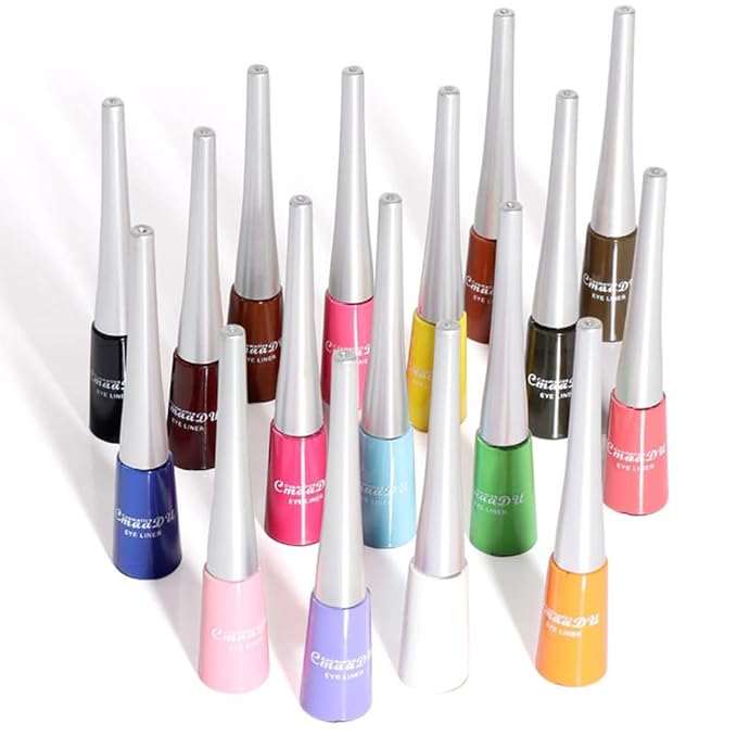 evpct 2Pcs Black & Black Liquid Eyeliner Colorful Set Waterproof Colored Color Eye Liners for Women Stamps Shapes for Eyes delineadores de colores para ojos delineador de ojos contra el agua 13&13