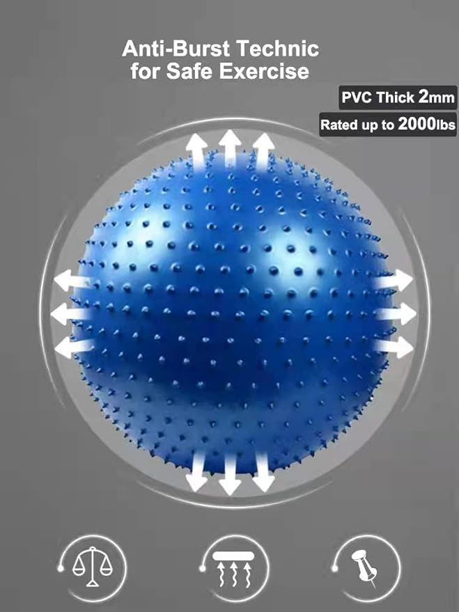 Large Sensory Massage Ball for Kids, 2 Pack 33.5" 85cm Pink Bouncy Exercise Balls for Toddlers, Big Inflatable Toys with Tactile Spikes, Outdoor Giant Yoga Balls, Large Beach Ball