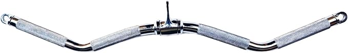 Lat Cable Machine Attachment Curl Pulldown Barbell Revolving Bar, Multi-Exerciser Cable Attachment, Solid Steel Tricep Press Down Bar with Rubber Handgrips & Revolving Hanger