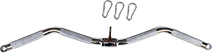 Lat Cable Machine Attachment Curl Pulldown Barbell Revolving Bar, Multi-Exerciser Cable Attachment, Solid Steel Tricep Press Down Bar with Rubber Handgrips & Revolving Hanger