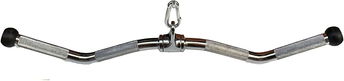 Lat Cable Machine Attachment Curl Pulldown Barbell Revolving Bar, Multi-Exerciser Cable Attachment, Solid Steel Tricep Press Down Bar with Rubber Handgrips & Revolving Hanger