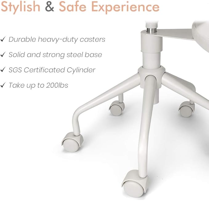 Meditation Cross Legged Chair PRO, ADHD Chair with Height Adjustable Backrest, Criss Cross Desk Use with Footrest and Wheels for Home Office, Flexible Design for Fidgety Sitters, Ivory