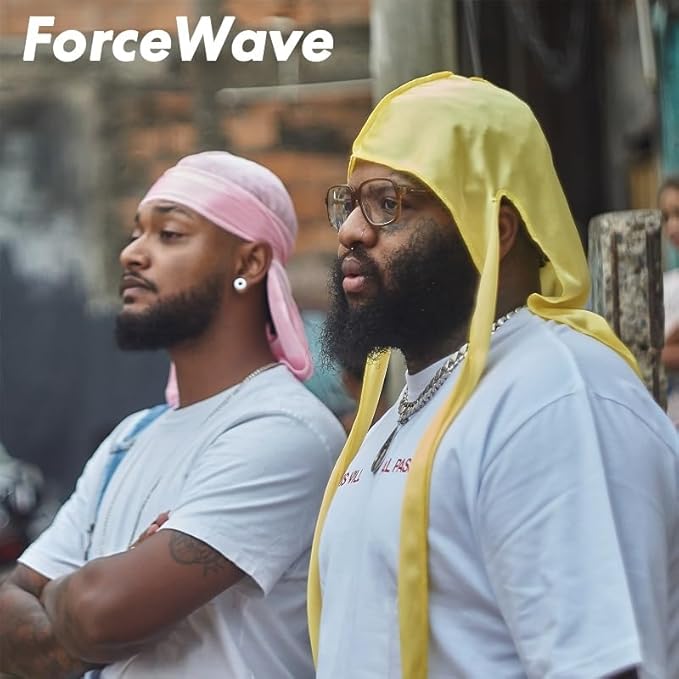 ForceWave 2 Pieces Silky Durag Pack for Men Women Waves, Premium Satin Deluxe Du-rag