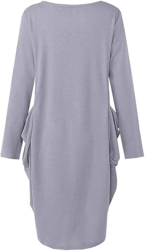 Womens I'm Mostly Peace Love and Light and A Little Go Print Long Sleeve Loose Pocket Oversize Tunic Dress