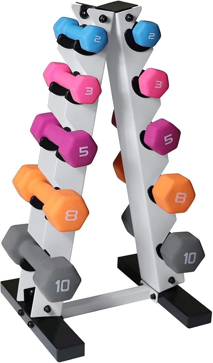 WF Athletic Supply Dumbbell Rack, 5-Tier A-Frame Dumbbell Rack for Dumbbell Storage, Color Options Available in Black/White/Green/Yellow/Red/Pink/Orange & Blue