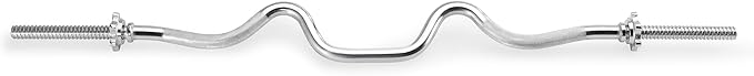 Marcy 1 inch Standard Curl Bar with Spin-Lock Collars Weightlifting Strength Training Home Gym Accessory for Triceps and Biceps