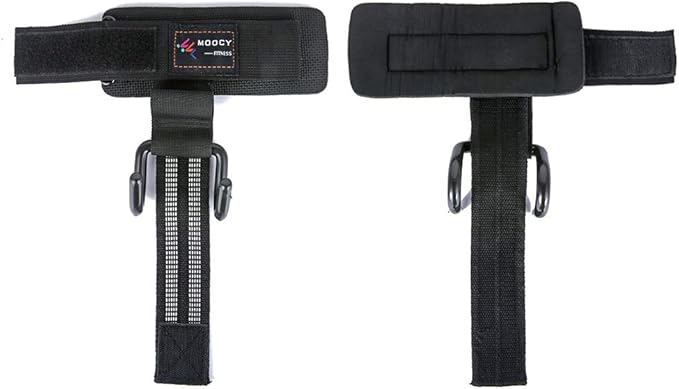 Heavy Duty Strap with pro Metal Lifting Steel Hooks Improves Grip for Weightlifting, Powerlifting, Bodybuilding & Deadlift - Neoprene Padded Wrist Wraps Provides Support for Men & Women