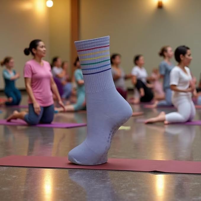 Women Pilates and Yoga Socks with Cotton, Breathable,Absorbent, Non-slip Footbed 3 Pairs