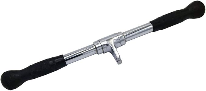 Lat Cable Machine Attachment Curl Pulldown Barbell Revolving Bar, Multi-Exerciser Cable Attachment, Solid Steel Tricep Press Down Bar with Rubber Handgrips & Revolving Hanger