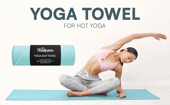 Yoga Mat Towel – Non-Slip, Sweat-Absorbent, Quick-Drying, Lightweight, and Machine Washable – Ideal for Bikram, Pilates, and Heated Workouts