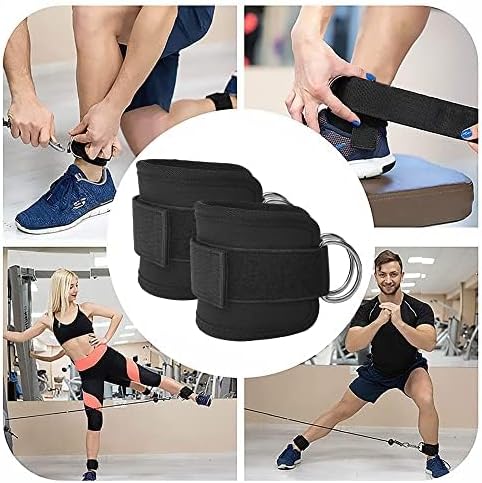 Fitness Ankle Straps for Cable Machines, 2 Pack Comfortable Adjustable Padded Ankle Wrist Cuffs, Kickback Glute Workouts for Men Women, D-Ring Leg Straps with Neoprene Padding