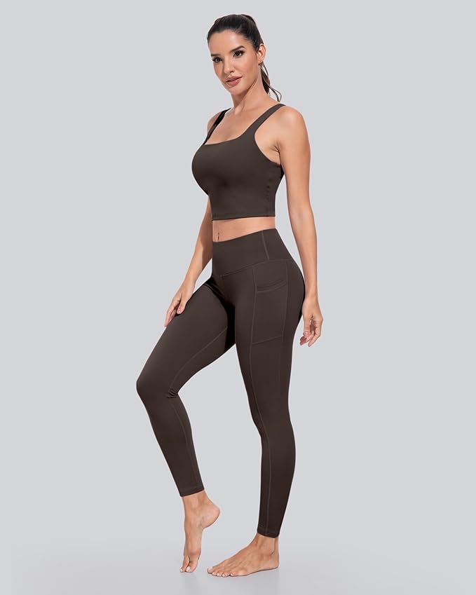 CHRLEISURE Leggings with Pockets for Women, High Waisted Tummy Control Workout Yoga Pants