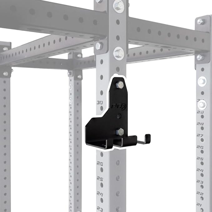 PRx Performance Squat Rack Mounted Olympic Barbell Storage Hanging USA Made Steel Barbell Holder for 3x3 Uprights with 5/8" Holes, Vertical Squat Rack Attachment