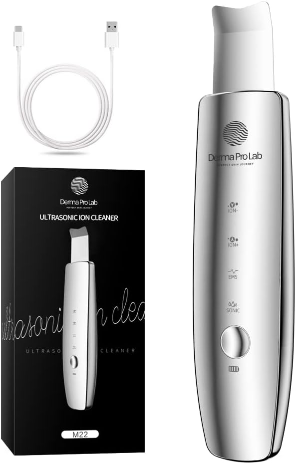 Derma Pro Lab Premium Skin Cleansing Scrubber - Advanced Skin Care Tool - LED 4 in 1 Blackhead and Blemish Remover - Dermatologically Tested