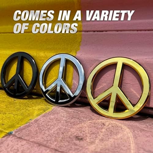Classic Chrome Peace Sign Logo - Metal Car Emblem by Revolution Car Badges - Antiwar Peace and Love Symbol - Premium Alternative to Bumper Stickers, Decals, and Magnets (Chrome Plated Metal)