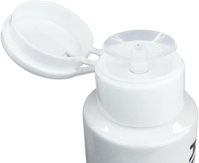 7oz White with Word Imprint Push Down Pump Dispenser Empty Refillerable Bottle with Flip Top Cap - for Nail Polish, Travel, Cosmetics Packaging