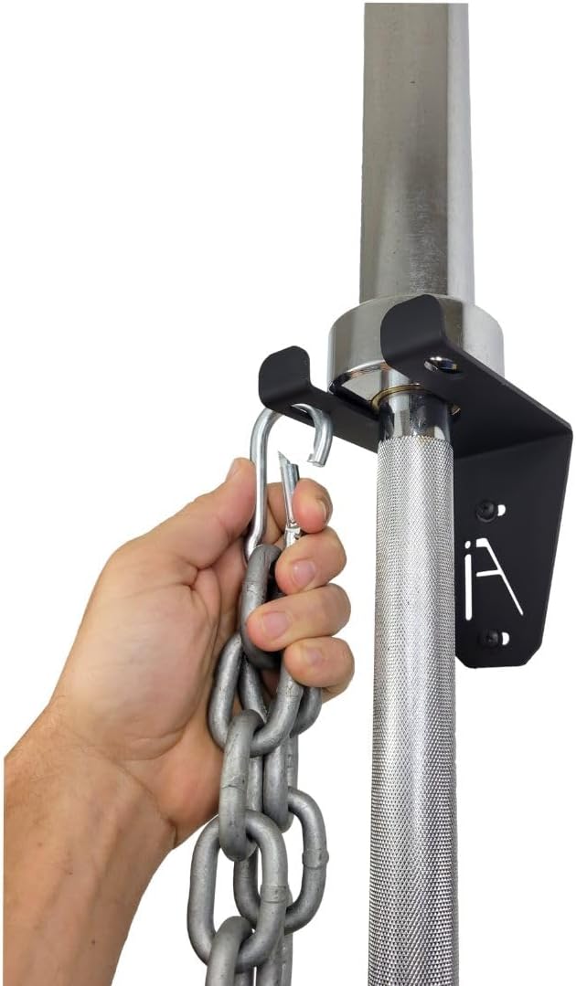 IRON AMERICAN Alpha Barbell Gym Wall Mount Storage 100+ Pound Capacity - Multi-Use Barbell Wall Holder, Barbell Hanger 4.25 x 6.75 x 7.25 Inches - Holds Any Standard Olympic Barbell - Hardware Included