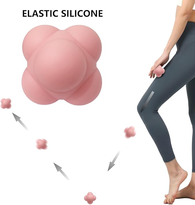 Reaction Training Ball,Six-Point Spike Massage Ball Set,Body Different Massage Balls for Hand and Foot Relaxation,Deep Muscle Relief,Everyday Use(2 Pieces) (Pink/Black, 2.80"/2.28")