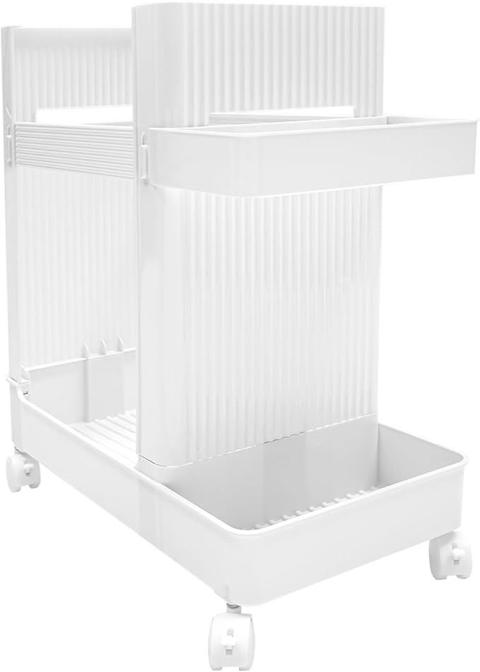Yoga Mat Storage Rack with Wheels, Weight Cart Stand Small Gym Racks Yoga Racks, Storage Organizer Home Gym Equipment for Homes, Gyms, Schools (White)