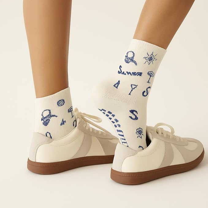 Crew Half Calf Grip Socks, Cutest Fruits Pilates Socks, Ruffle socks, Non-Slip, Barre Yoga Fitness