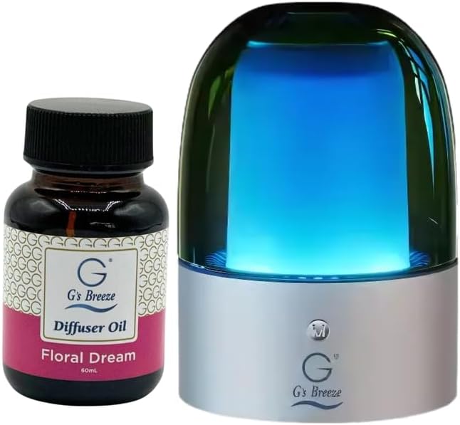 G's Breeze Smart Aroma Diffuser with 60ml Floral Dream Scent Refill - Bluetooth & Wi-Fi App Control - LED Lighting & Adjustable Intensity - Long-Lasting Elegant Floral Fragrance for Home or Office