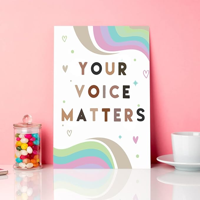 JANLAN Your Voice Matters Wall Decor,Diversity Posters for Classroom,Diversity Equality Canvas Wall Art,Your Voice Matters Canvas Wall Art for Kids Nursery School